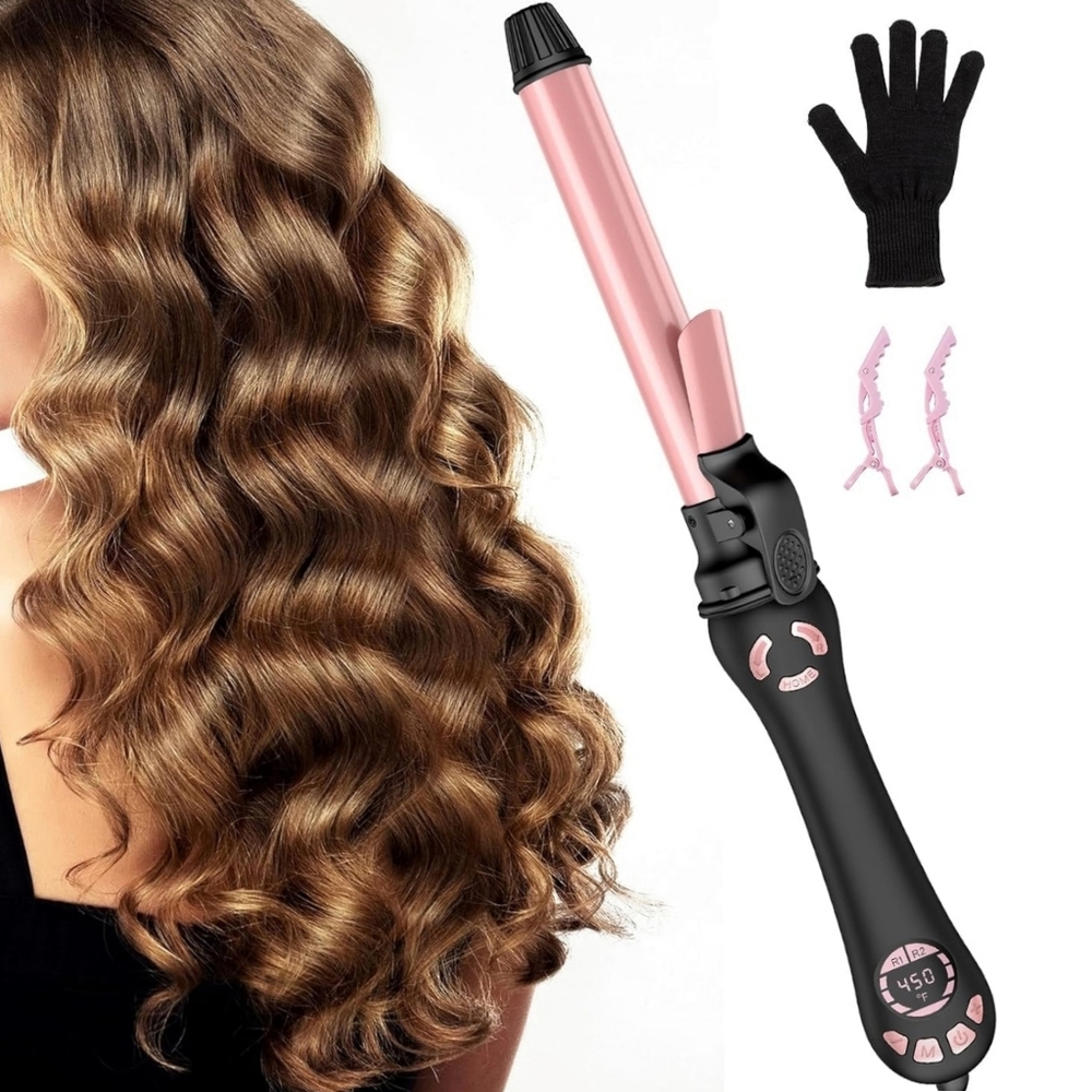 Automatic Curling Wand 1 Inch Curler Iron Fast Heating Pink